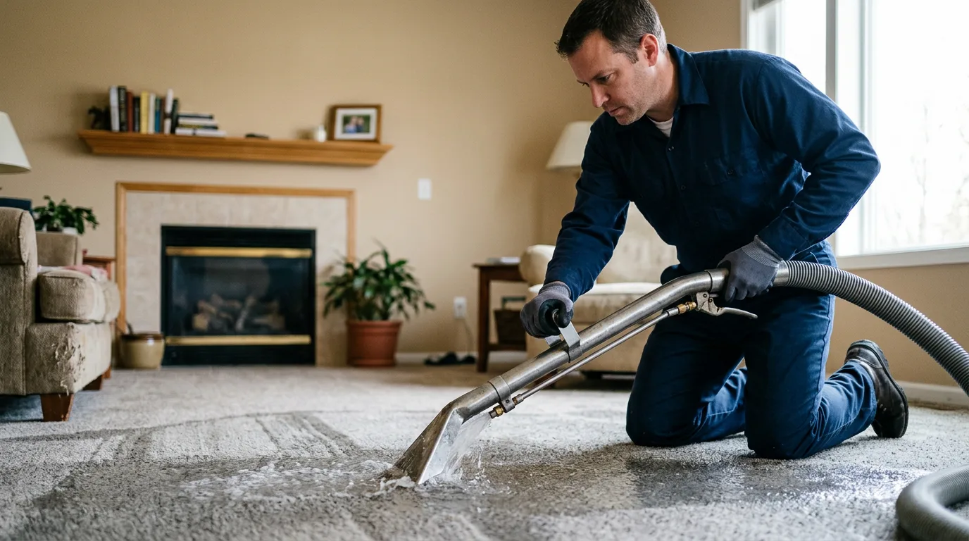 Water damage restoration technician working near Braddock, ND